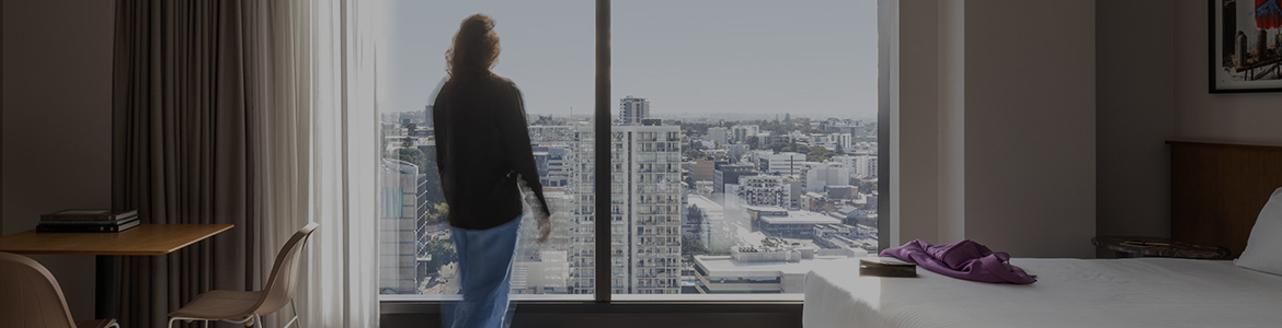woman looking at city view