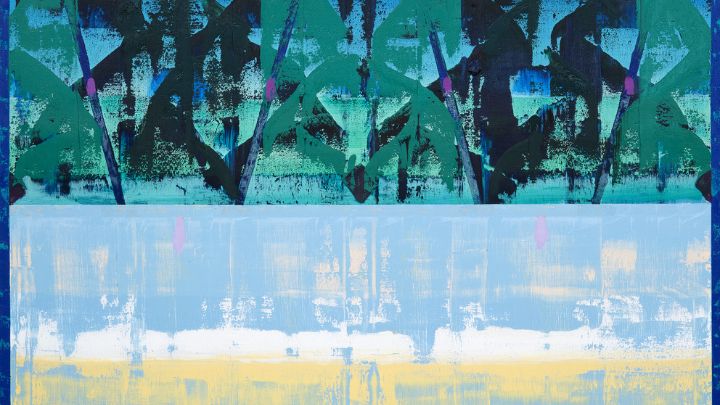 An blue-coloured abstract painting