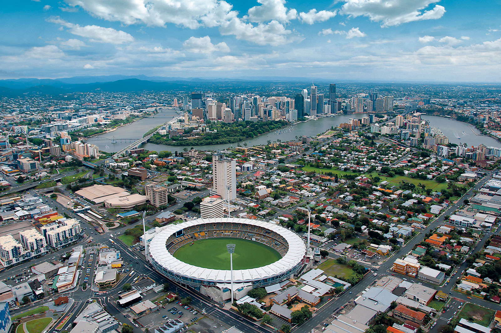 Aerial of Brisbane city